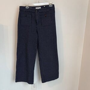 LOFT Navy Pinstripe Wide Leg Jeans